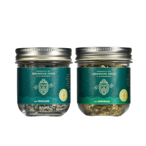 Zeeuwsche Zoute Duoset Zilt Glazen Pot - Wakame en Zeekraal